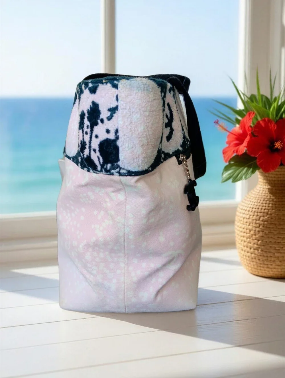 Chanel Pink Canvas & Terry Cloth CC Summer Beach Tote Bag ✨ COA